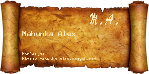 Mahunka Alex névjegykártya